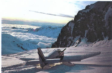 Gletscherlandeplatz im Masiv des Mont Blanc, Frankreich